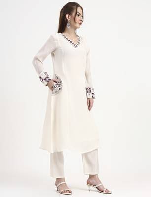 purple and off white mul chanderi silk anarkali kurta trouser dupatta set 5