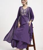 roman silk purple kurta dupatta palazzo set