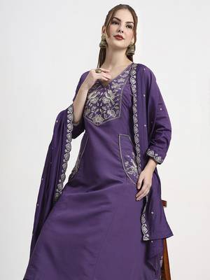 roman silk purple kurta dupatta palazzo set 5