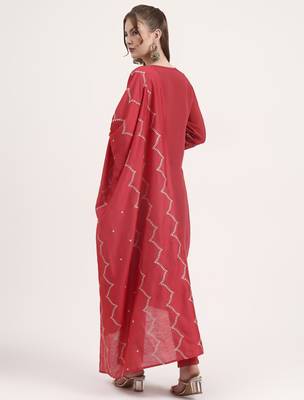 mul chanderi red kurta dupatta pant set 3