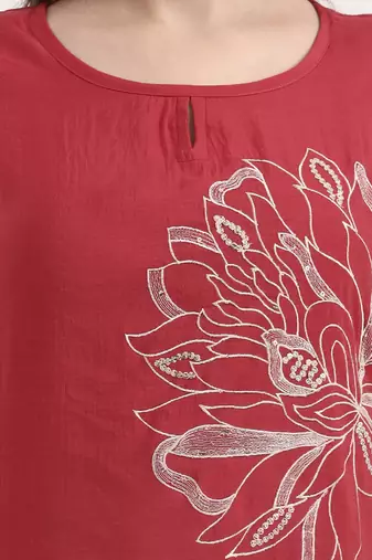 mul chanderi red kurta dupatta pant set