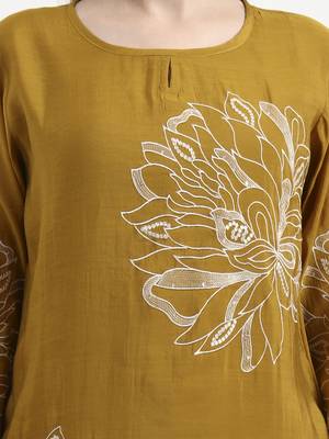 mul chanderi mustard kurta dupatta pant set 4