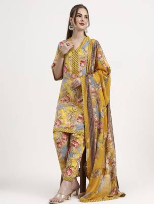 yellow lensing flare kurta dupatta set 1