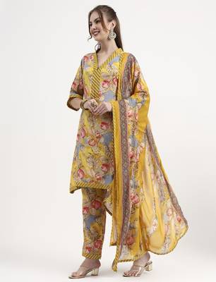 yellow lensing flare kurta dupatta set 2