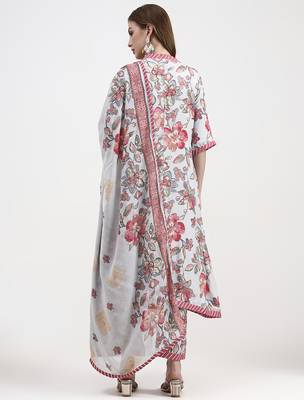 grey lensing flare kurta dupatta set 3