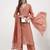 peach chanderi silk kantha work anarkali kurta trouser dupatta set