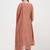 peach chanderi silk kantha work anarkali kurta trouser dupatta set