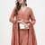 peach chanderi silk kantha work anarkali kurta trouser dupatta set