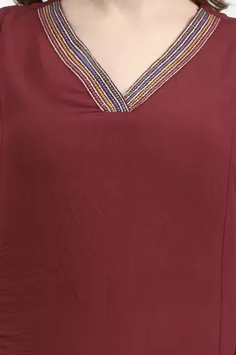 mul chanderi maroon kurta dupatt pant set