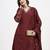 mul chanderi maroon kurta dupatt pant set