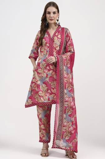 red lensing flare kurta dupatta set