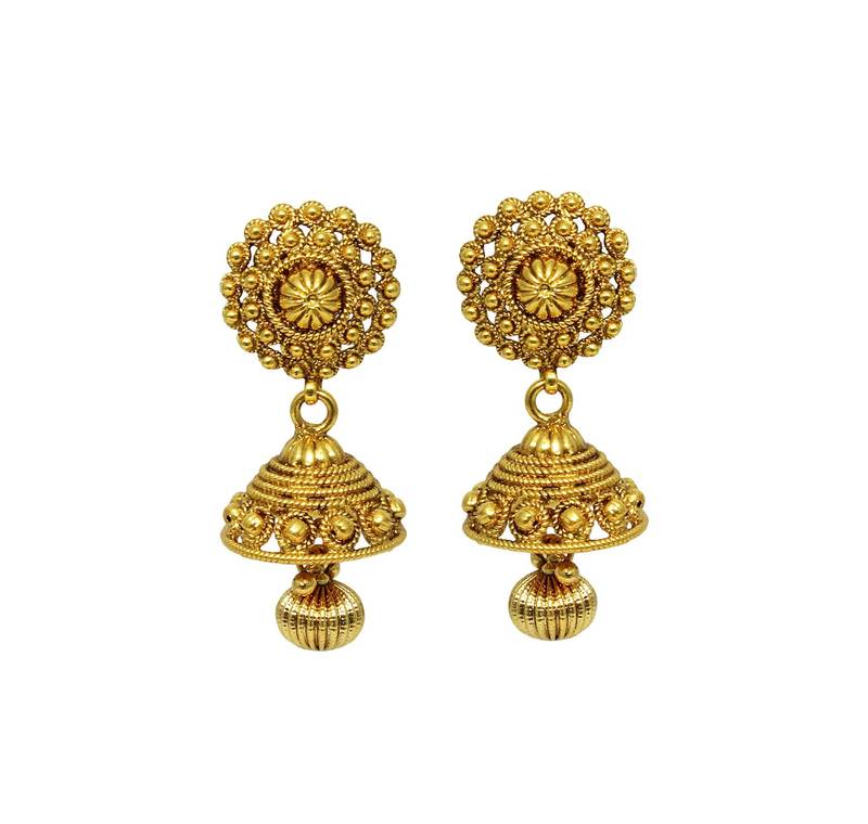 Traditional & Antique Bridal Long Mala Necklace Set with 3 line Golden Polish Beads for Traditional Women Jewellery