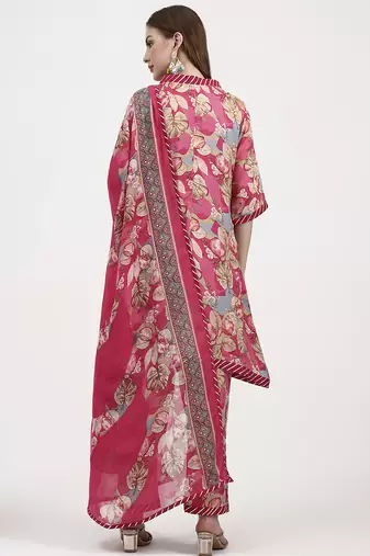 red lensing flare kurta dupatta set