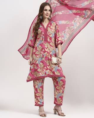 red lensing flare kurta dupatta set 5