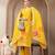 mustard chanderi silk straight kurta trouser dupatta set