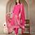 pink chanderi silk floral goldan print straight kurta trouser dupatta set