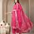 pink chanderi silk floral goldan print straight kurta trouser dupatta set