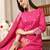 pink chanderi silk floral goldan print straight kurta trouser dupatta set