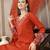 rust mul chanderi anarkali kurta dupatt pant set