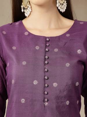 purple chanderi silk floral straight kurta trouser dupatta set 4