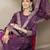 purple chanderi silk floral straight kurta trouser dupatta set