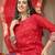 red chanderi silk floral goldan print straight kurta trouser dupatta set