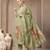 green chanderi silk floral straight kurta trouser dupatta set