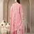 peach chanderi silk floral straight kurta trouser dupatta set