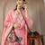 peach chanderi silk floral straight kurta trouser dupatta set