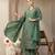 green mul chanderi embroidery a-line kurta trouser dupatta set