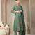 green mul chanderi embroidery a-line kurta trouser dupatta set