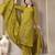 lime green mul chanderi embroidery a-line kurta trouser dupatta set
