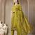 lime green mul chanderi embroidery a-line kurta trouser dupatta set