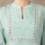 turquoise blue mul chanderi silk embroidery a-line kurta trouser dupatta set