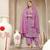 lavender mul chanderi silk embroidery a-line kurta palazzo dupatta set