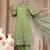 green mul chanderi silk keyhole neck a-line kurta trouser dupatta set