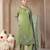 green mul chanderi silk keyhole neck a-line kurta trouser dupatta set