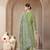 green mul chanderi silk keyhole neck a-line kurta trouser dupatta set