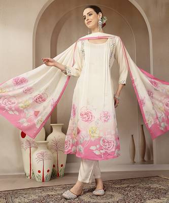 cream and pink chanderi silk embroidery straight kurta trouser dupatta se 1