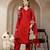 red vatican silk dori embroidery mirror work kurta trouser dupatta set