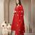 red vatican silk dori embroidery mirror work kurta trouser dupatta set