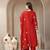 red vatican silk dori embroidery mirror work kurta trouser dupatta set