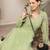 green mul chanderi silk embroidery a-line kurta trouser dupatta set