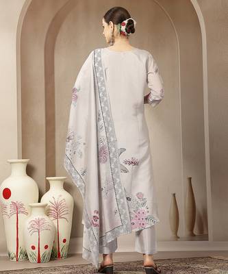 mul chanderi light grey kurta dupatt pant set 3