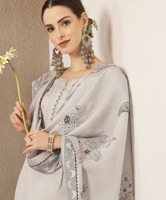 mul chanderi light grey kurta dupatt pant set 5