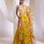 yellow Floral embroidered chiffon Lehenga