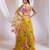 yellow Floral embroidered chiffon Lehenga