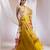 yellow Floral embroidered chiffon Lehenga