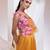 orange Floral embroidered chiffon Lehenga