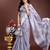 grey organza with thread work and zari weaving saree with blouse